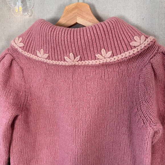LoveShackFancy Union Collared Pullover in Rose Blush Size XS - Picture 13 of 16